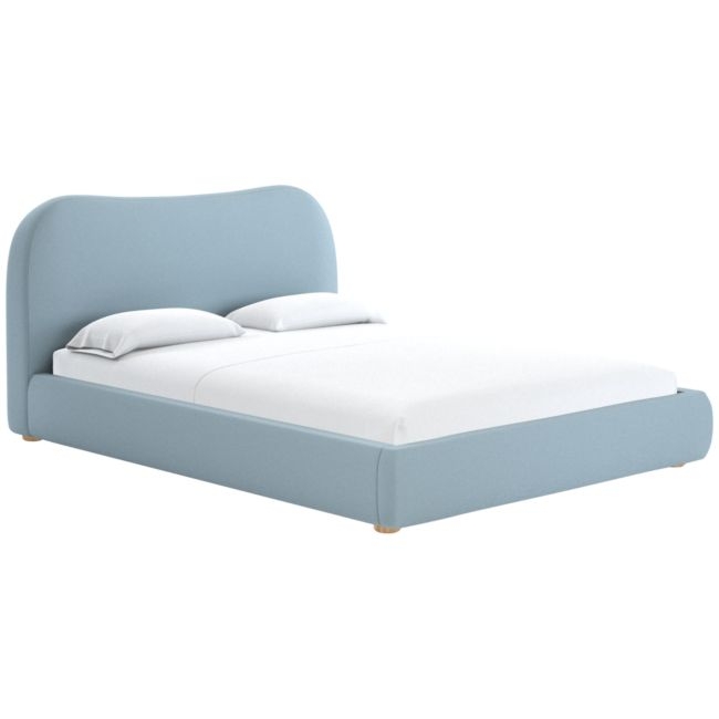 Diana Light Blue Velvet Queen Bed - Image 0