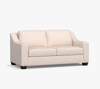 York Slope Arm Upholstered Loveseat 70.5", Down Blend Wrapped Cushions, Performance Chateau Basketweave Light Gray - Image 1