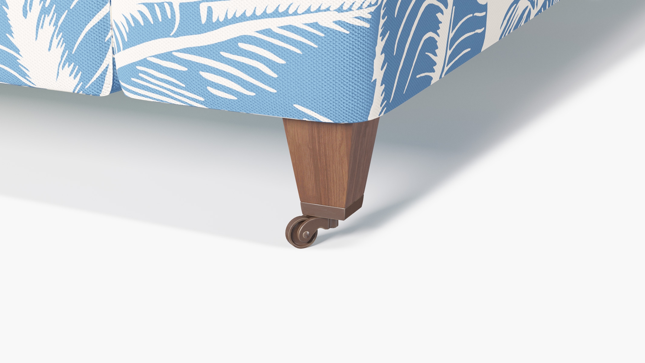 Classic Sofa, Cornflower Martinique® Encore, Walnut with Antique Brass Caster - Image 1