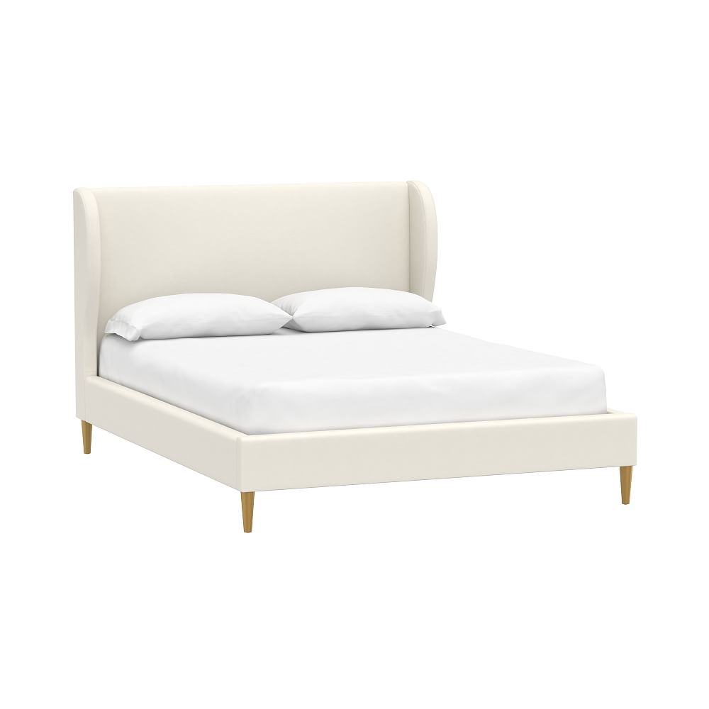 Wren Wingback Upholstered Bed, Queen, Recycled Blend Chenille Washed Ivory, MTO - Image 0