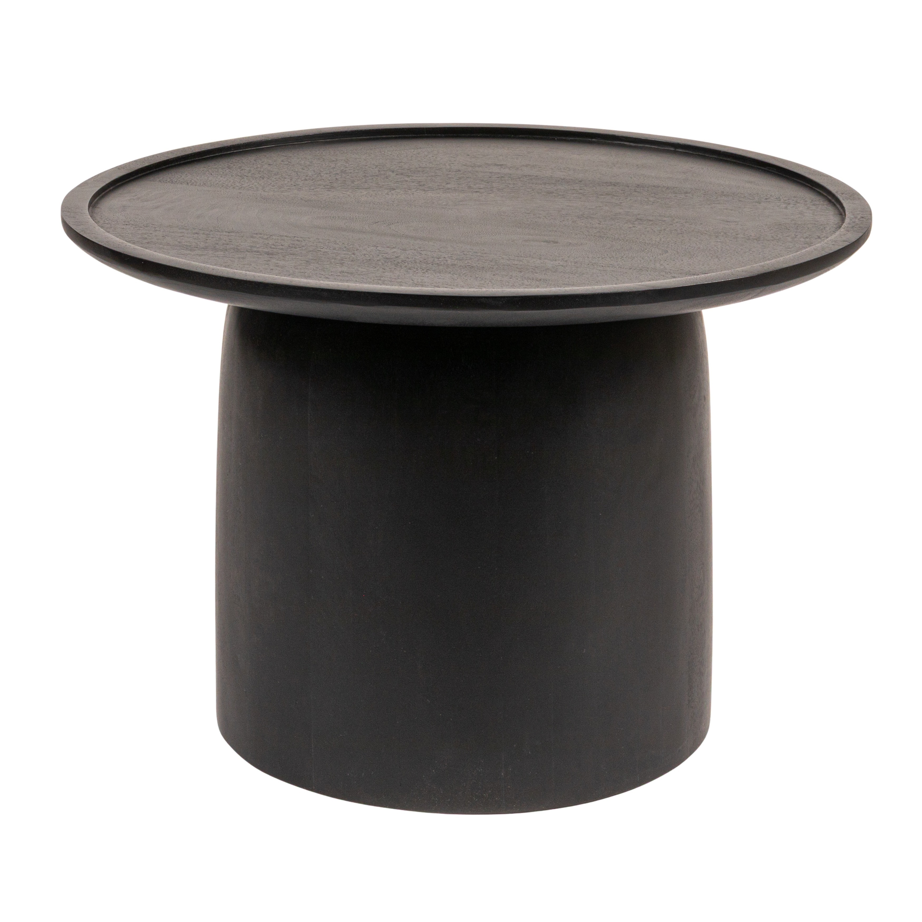 Round Mango Wood Accent Table with Tapered Drum Base - Image 0