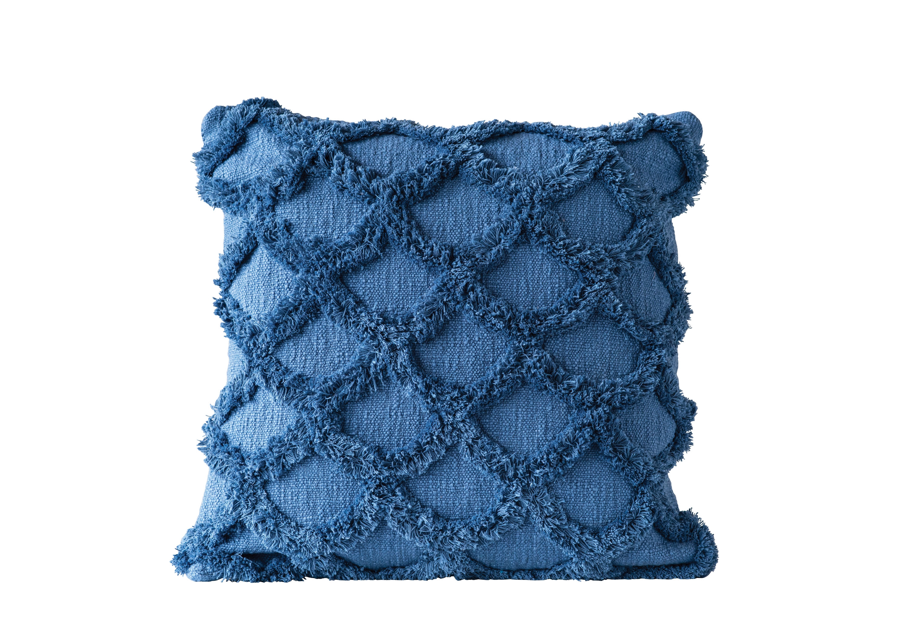 Square Cotton Chenille Pillow, Dark Blue - Image 0