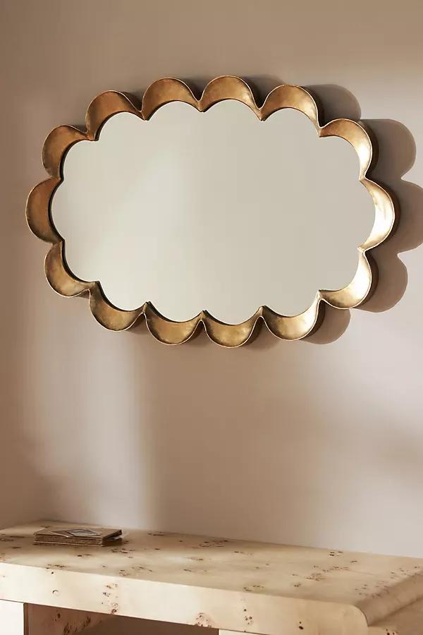 Steel Scalloped Oval Mirror - Image 0