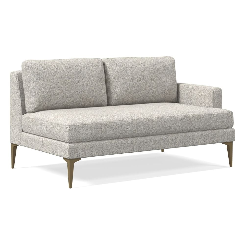 Andes Petite Right Arm 2 Seater Sofa, Poly, Chenille Tweed, Storm Gray, Blackened Brass - Image 0