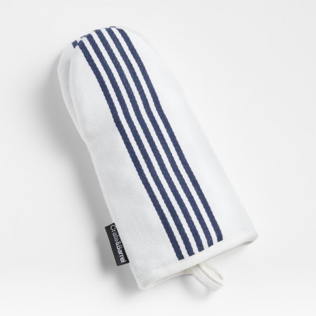 Cuisine Stripe Indigo Organic Cotton Oven Mitt - Image 0
