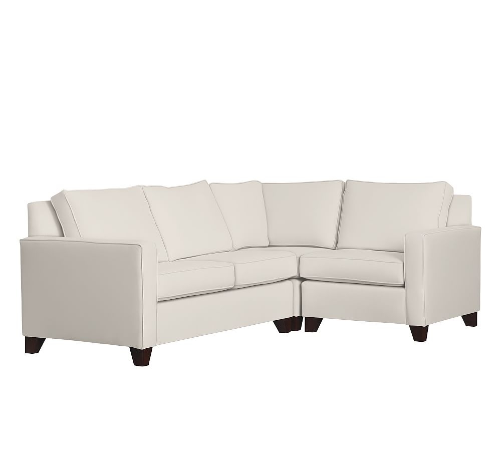 Cameron Square Arm Upholstered Left Arm 3-Piece Corner Sectional, Polyester Wrapped Cushions, Park Weave Ash - Image 0