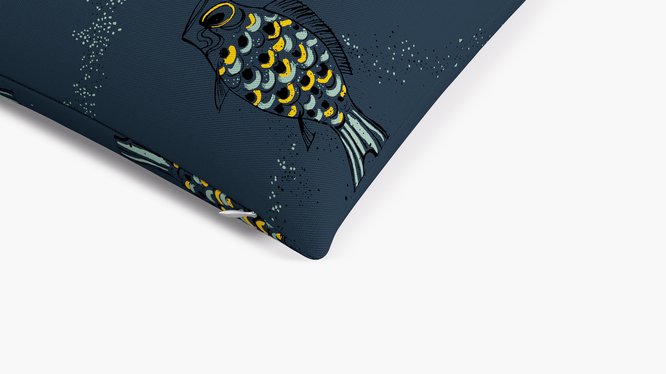 Throw Pillow 20", Indigo Sakana, 20" x 20" - Image 1