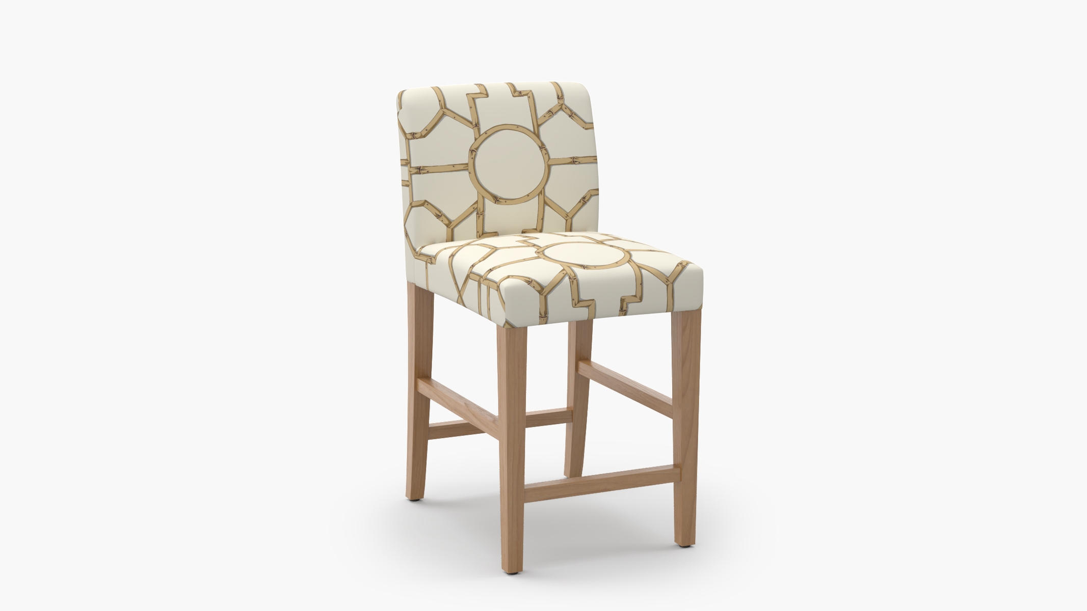 Signature Dining Counter Stool, Tan Baldwin Bamboo, Natural Square Tapered Leg - Image 1