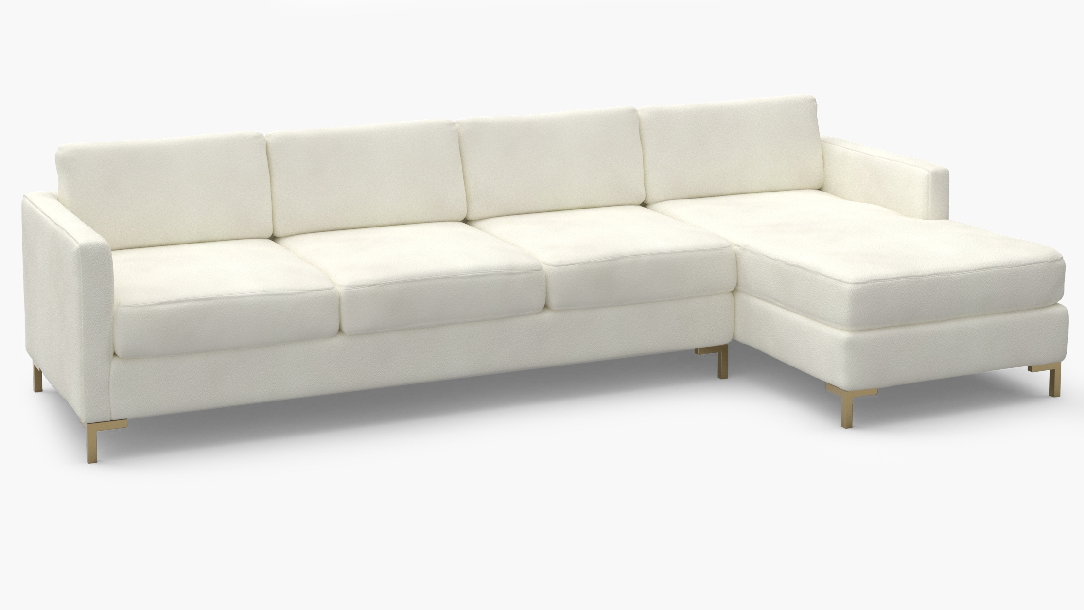 Modern Sectional, Right Facing, Sheepskin, Brass L Leg - Image 1
