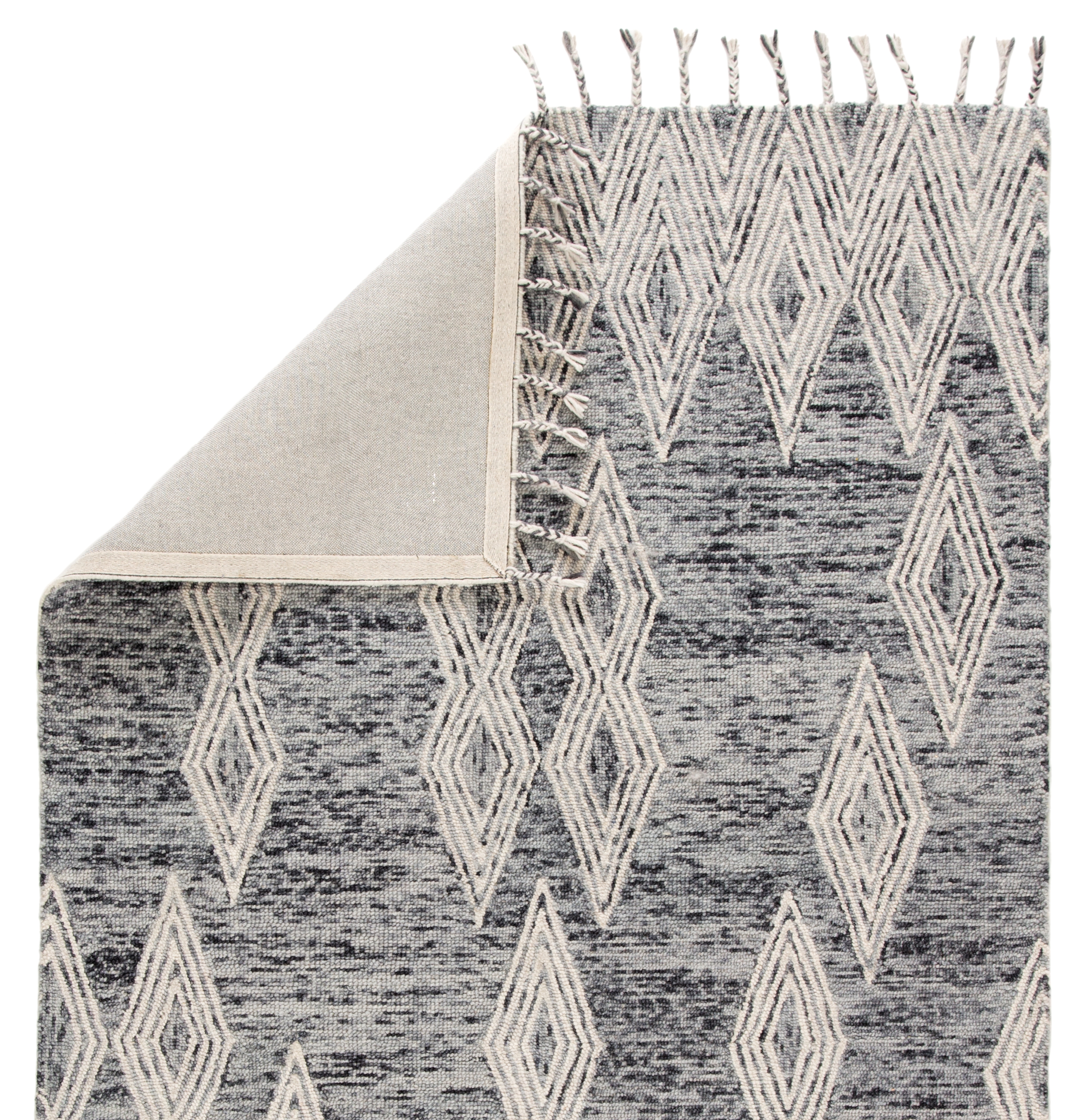 Nikki Chu by Mulberry Handmade Geometric Gray/ Ivory Area Rug (9'X12') - Image 2