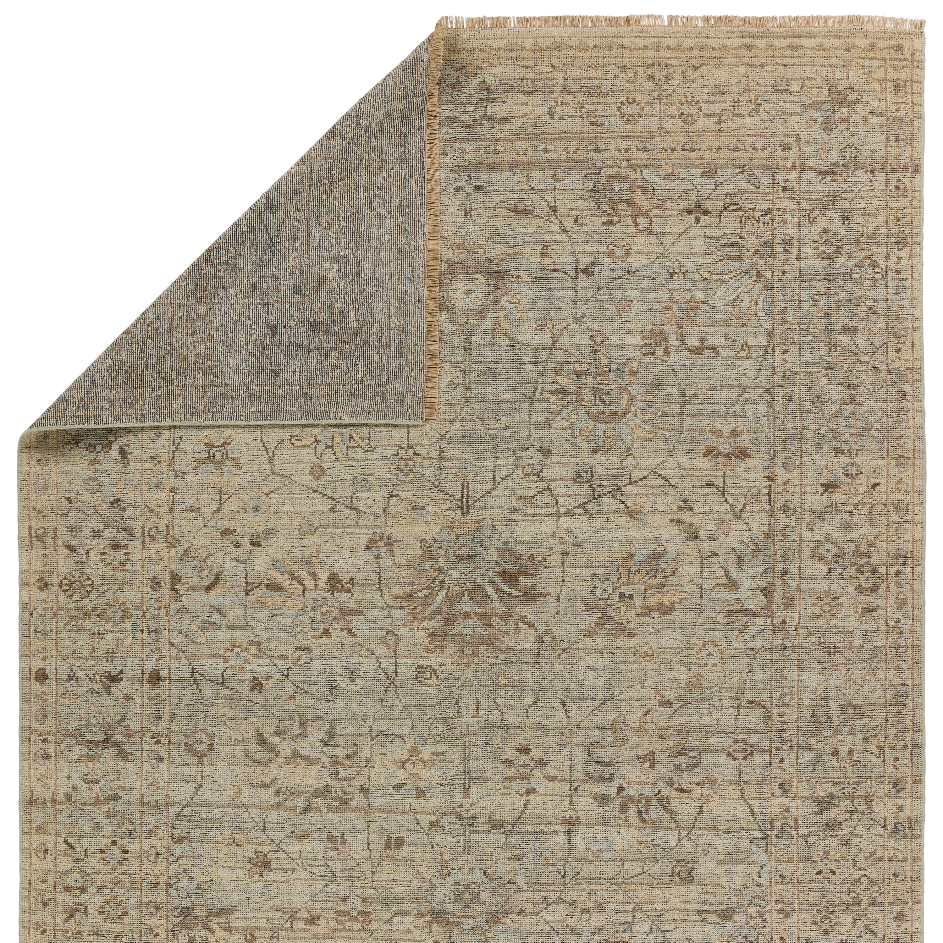 Tilda RHA12 Handknotted Floral Tan Area Rug (8'x10') - Image 2