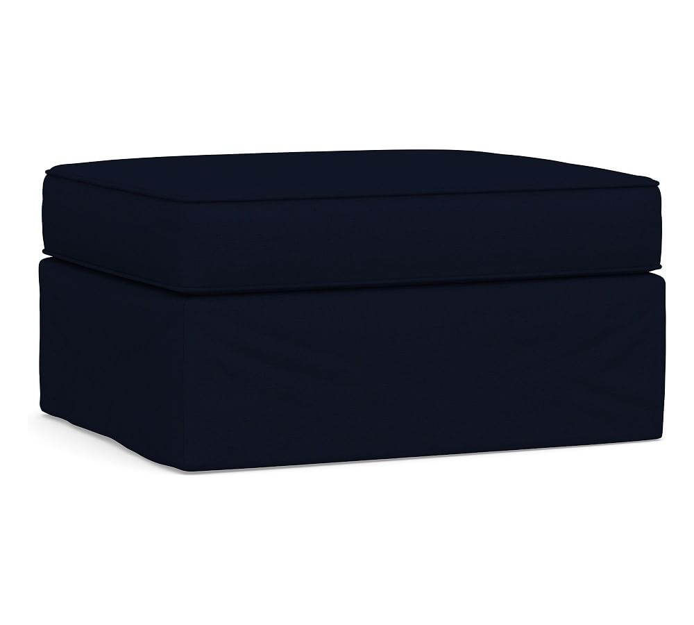 Pearce Slipcovered Storage Ottoman, Polyester Wrapped Cushions, Performance Everydaylinen(TM) Navy - Image 0