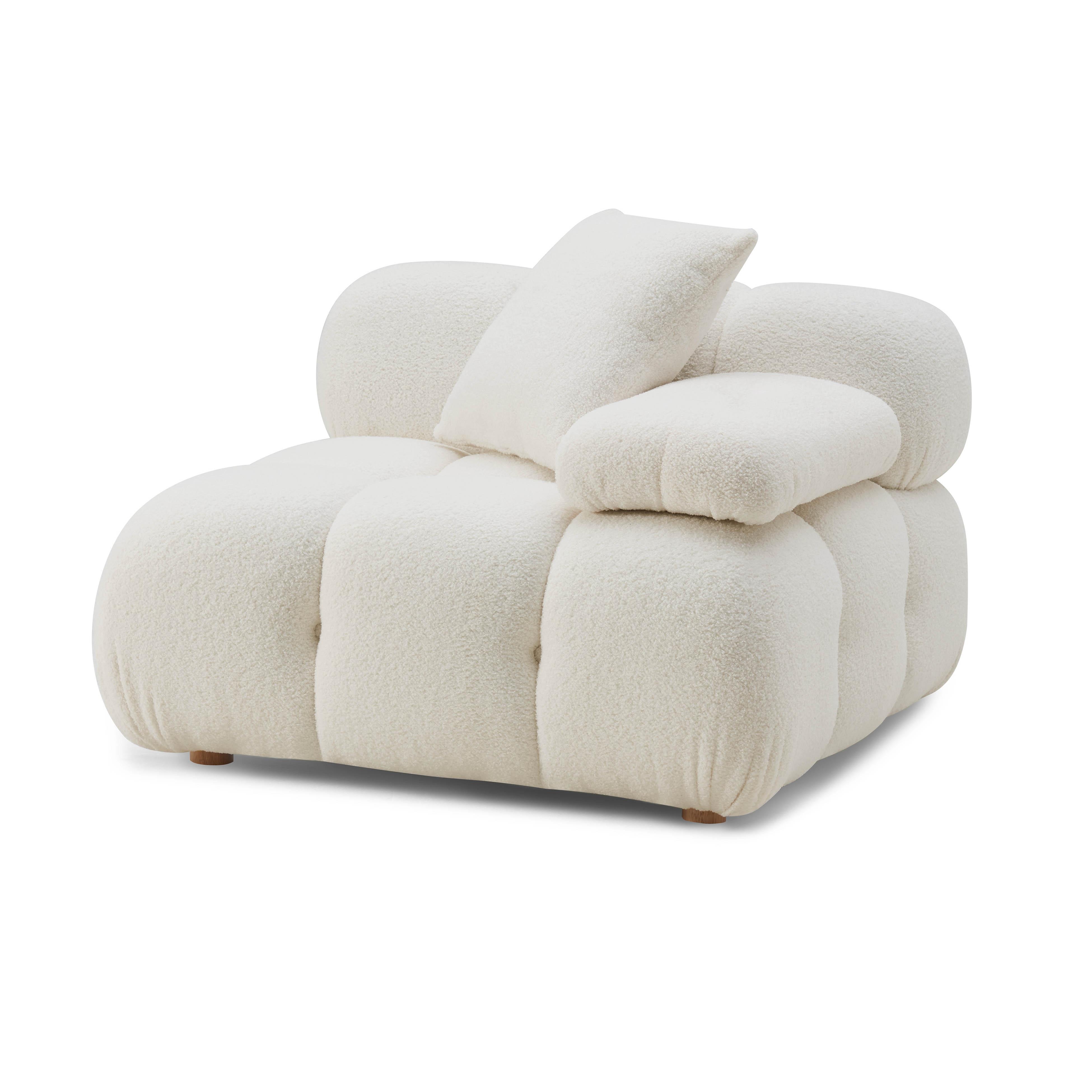 Calliope Cream Vegan Shearling Modular Corner Chair - Image 3