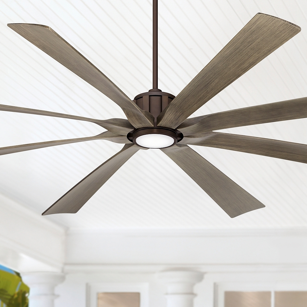 80" Possini Euro Defender Bronze Oak LED Large Fan with Remote - Image 0