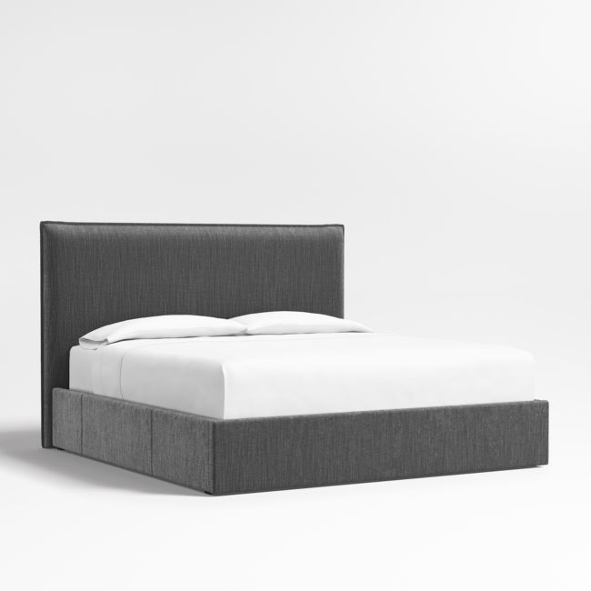 Arvada 54" Charcoal Grey King Upholstered Headboard with Storage Bed Base - Image 0