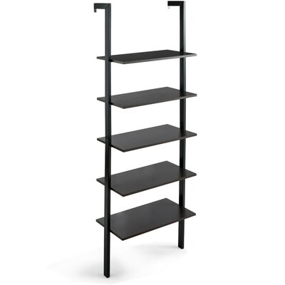5-Tier Wood Look Ladder Shelf With Metal Frame For Home,White - Image 0