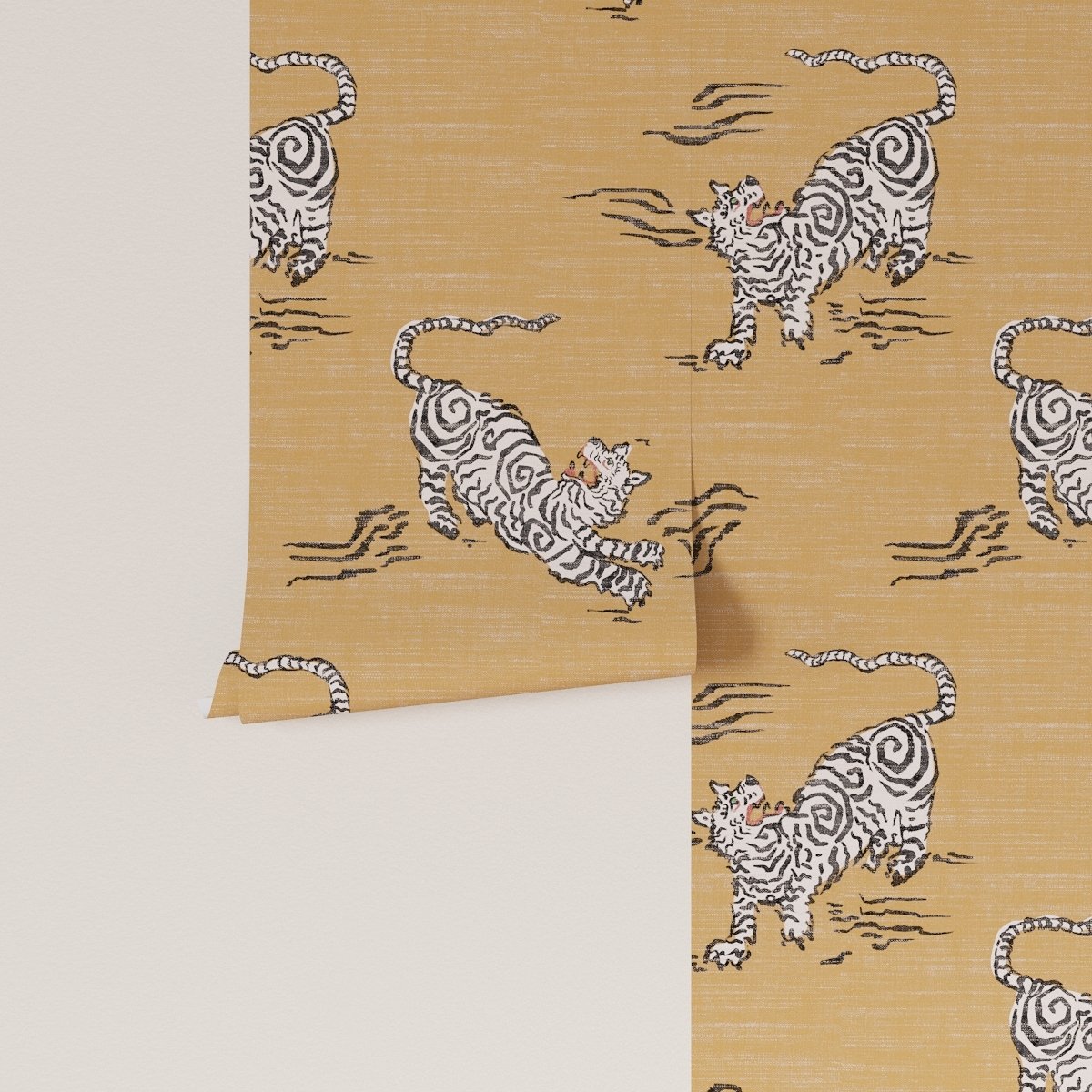 Peel and Stick Wallpaper Roll, Dijon Tigresse - Image 1