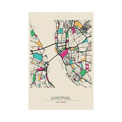 Liverpool, England Map by Ayse Deniz Akerman - Gallery-Wrapped Canvas Giclée - Image 0