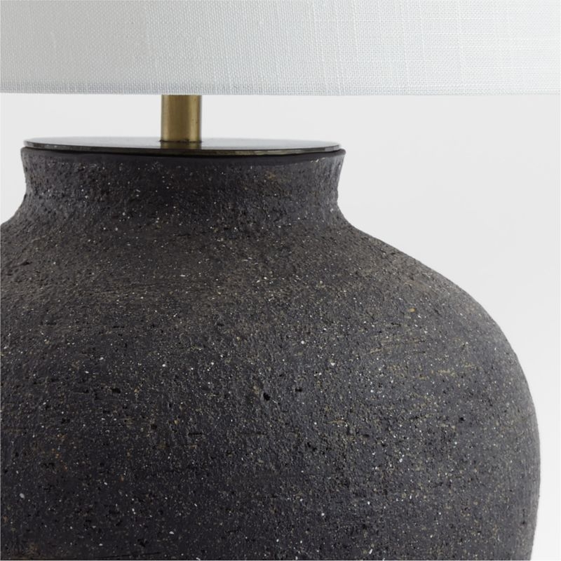 Corfu Black Table Lamp with Linen Drum Shade - Image 2