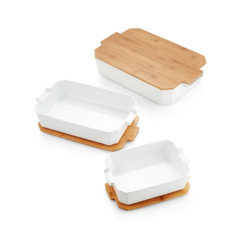 Baking Dishes with Bamboo Lids - Image 1