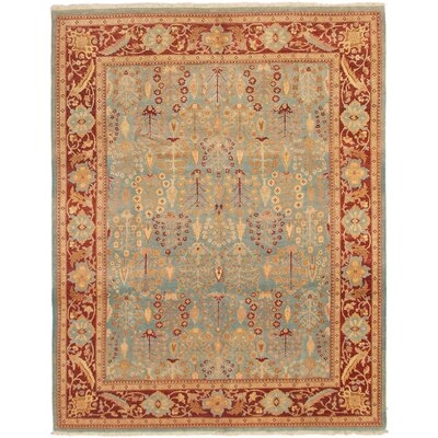 One-of-a-Kind Hales Hand-Knotted 2010s Ushak Light Blue/Red/Beige 8'3" x 10'4" Wool Area Rug - Image 0