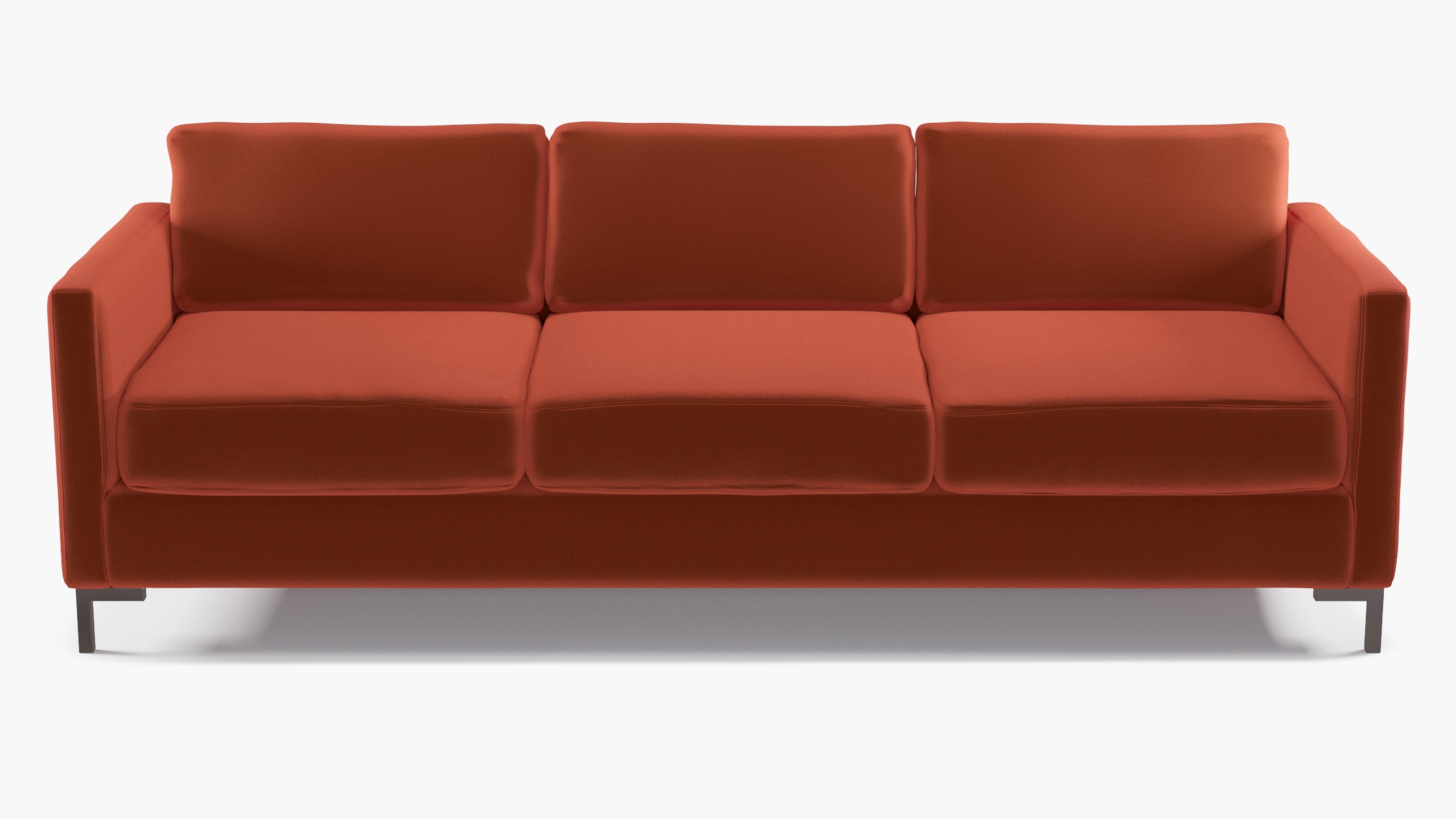 Modern Sofa, Rust Performance Velvet, Bronze L Leg - Image 0