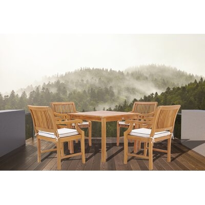 5 Piece Teak Wood Florence Bistro Dining Set With 35" Square Table And 4 Arm Chairs - Image 0