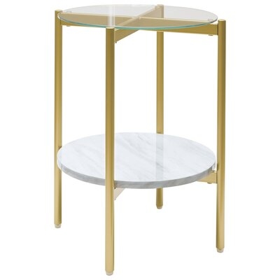 Isaak Glass Top End Table with Storage - Image 0