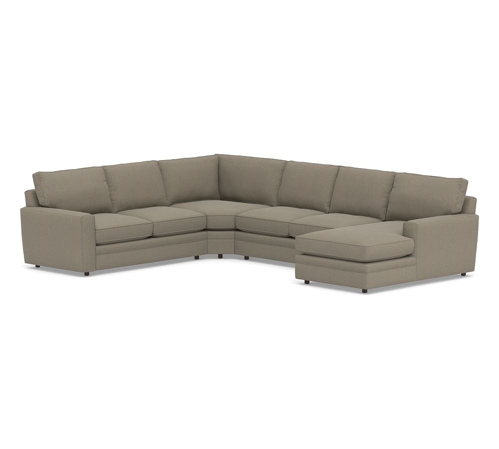 Pearce Square Arm Upholstered Left Arm 4-Piece Wedge Sectional, Down Blend Wrapped Cushions, Chenille Basketweave Taupe - Image 0