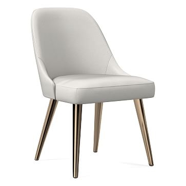 Mid-Century Upholstered Dining Chair, Sierra Leather, White Oil Rubbed Bronze - Image 0