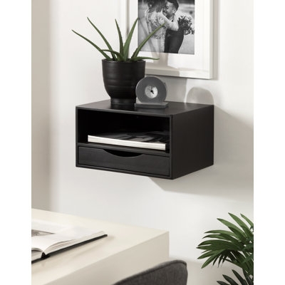 Adeana Poplar Solid Wood Floating Shelf with Drawer - Image 0