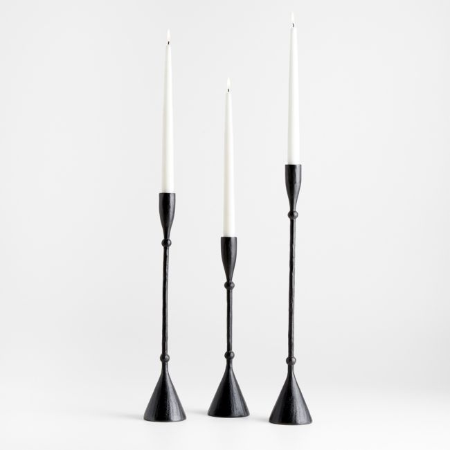 Ferric Black Metal Taper Candle Holders, Set of 3 - Image 0
