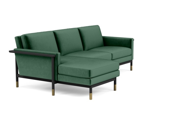 Jason Wu Left Sectional with Green Malachite Fabric and Matte Black with Brass Cap legs - Image 1