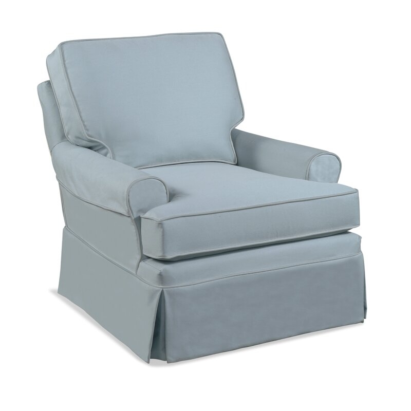 Braxton Culler Belmont Armchair Upholstery: Blue Stripe - Image 0