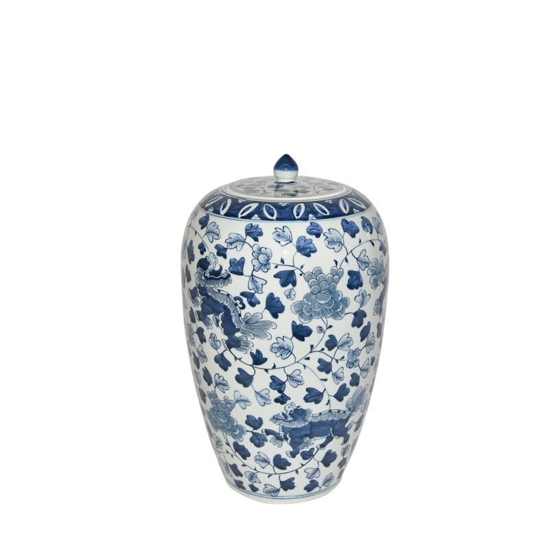 Legend of Asia Blue/White 15"" Indoor / Outdoor Porcelain Ginger Jar - Image 0
