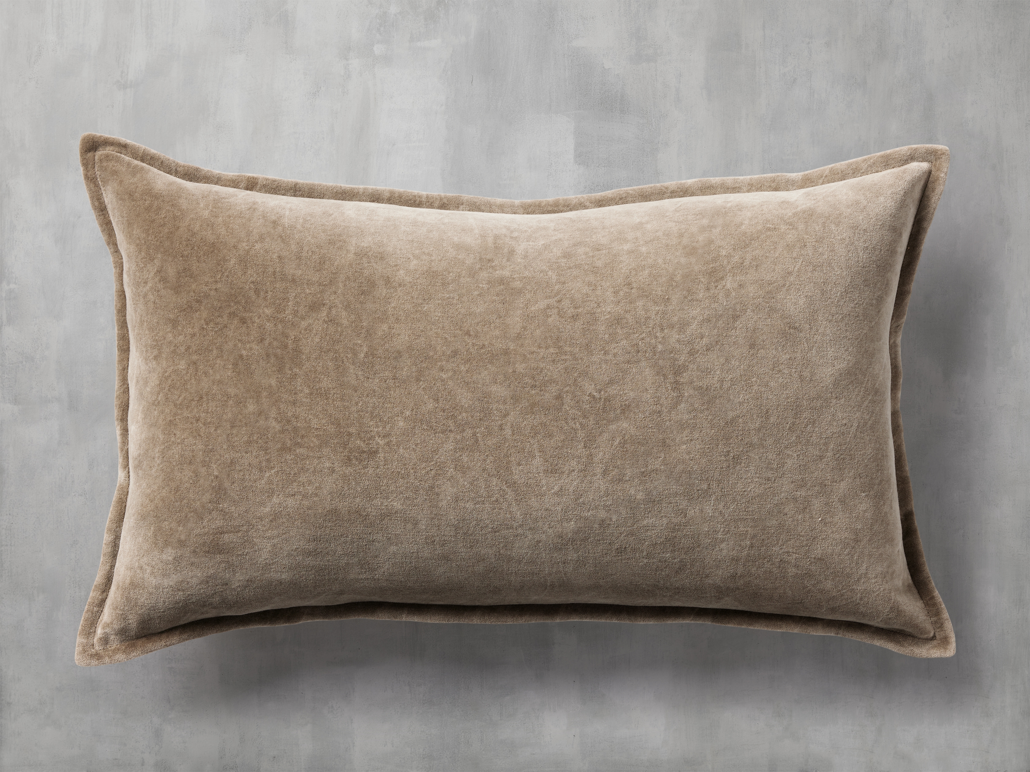 Stone Washed Lumbar Pillow Cover Velvet in Brown  Chinchilla - Image 0