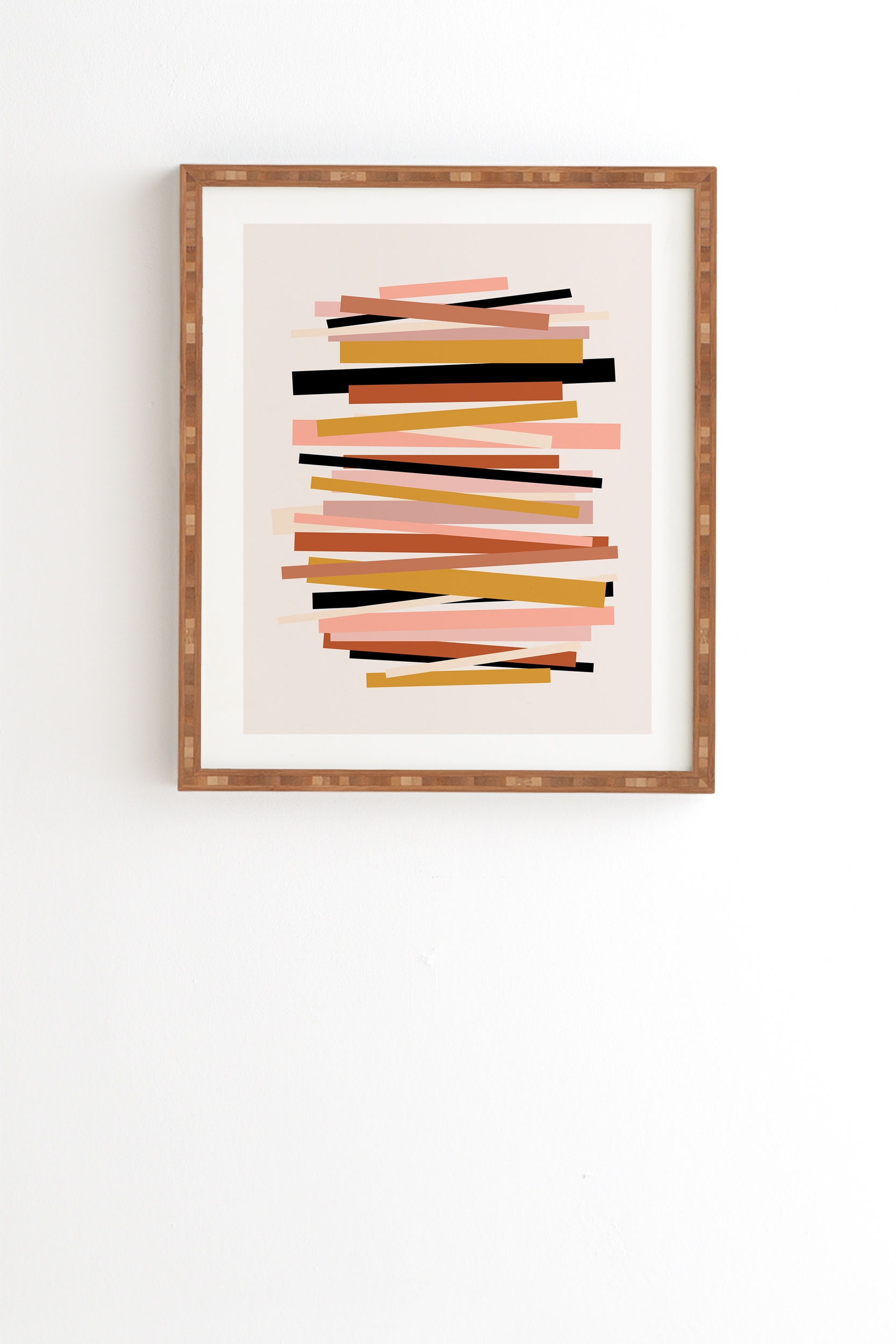 Linear Stack by Gale Switzer - Framed Wall Art Bamboo 11" x 13" - Image 0