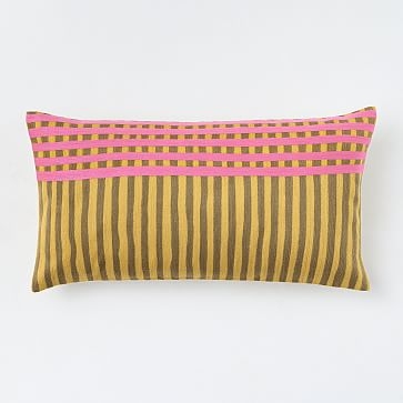 Modern Grid Pillow Cover, Dark Horseradish, 14"x26" - Image 2