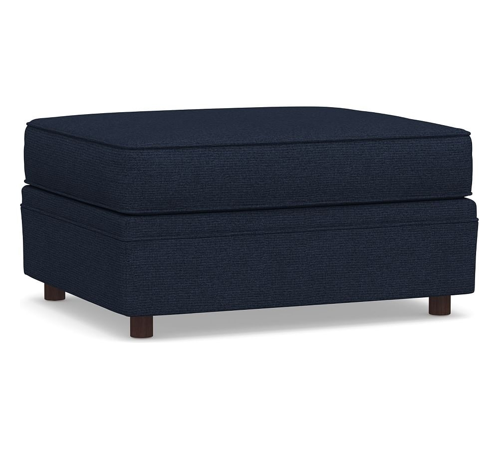 Pearce Upholstered Sectional Ottoman, Polyester Wrapped Cushions, Performance Heathered Basketweave Navy - Image 0