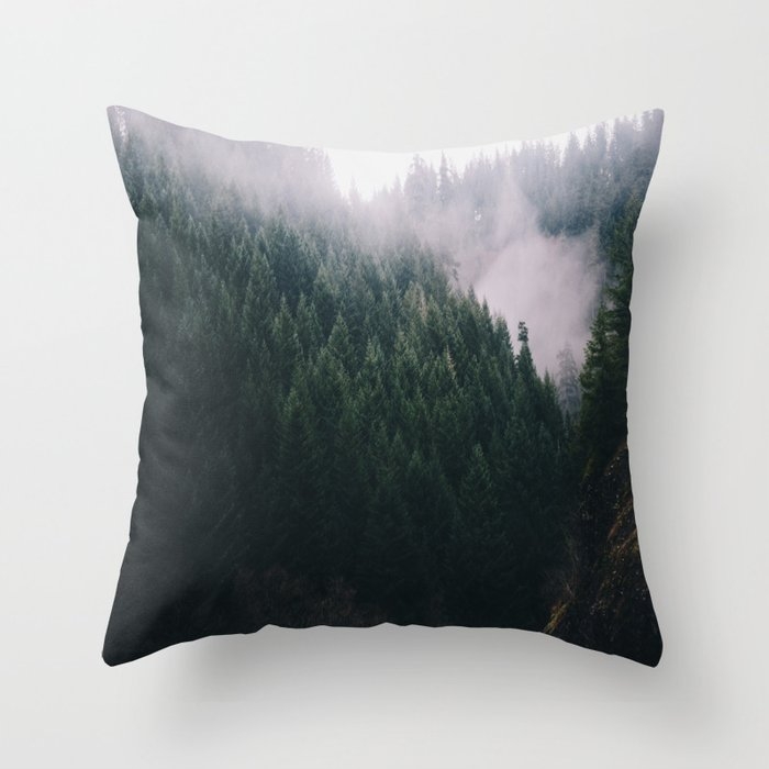 Forest Fog V Couch Throw Pillow by Hannah Kemp - Cover (16" x 16") with pillow insert - Indoor Pillow - Image 0