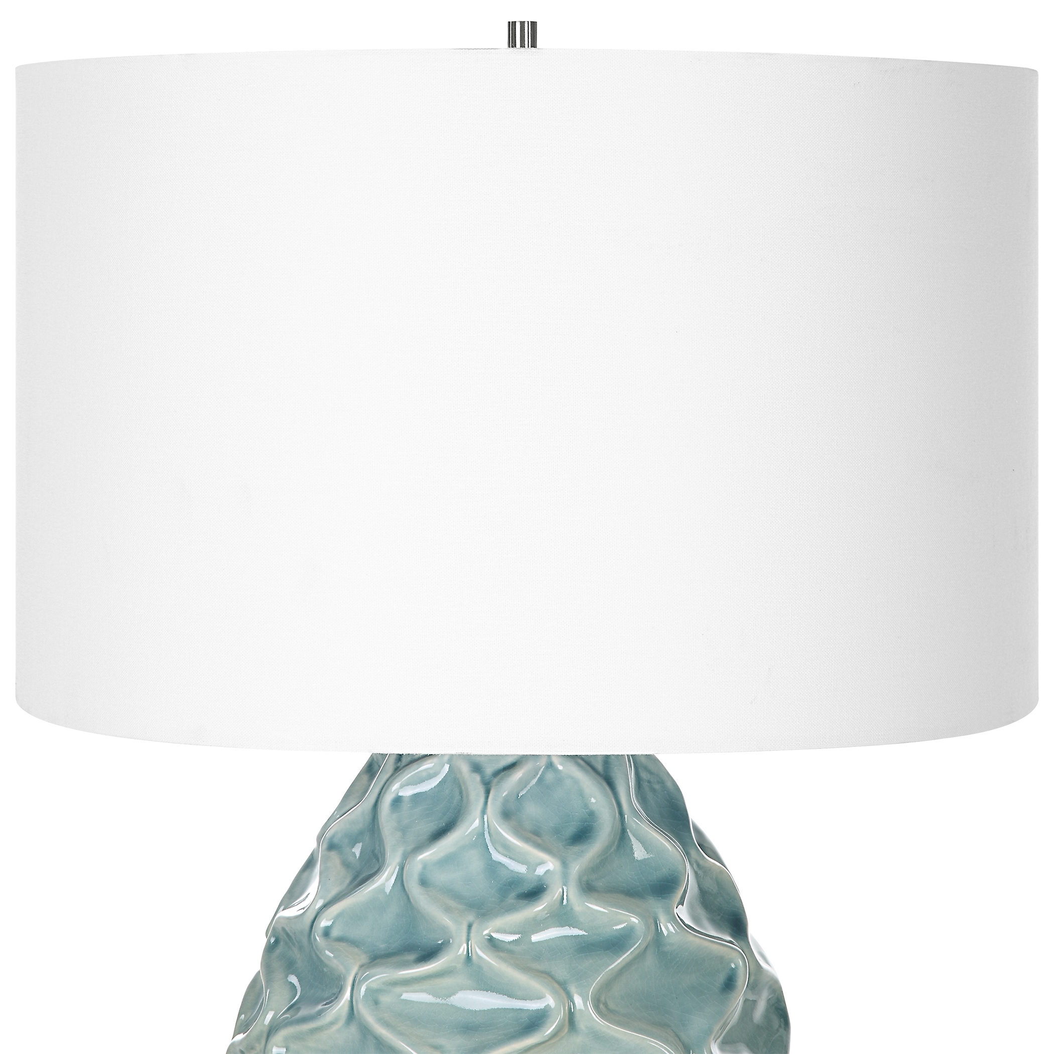 Laced Up Sea Foam Glass Table Lamp - Image 4