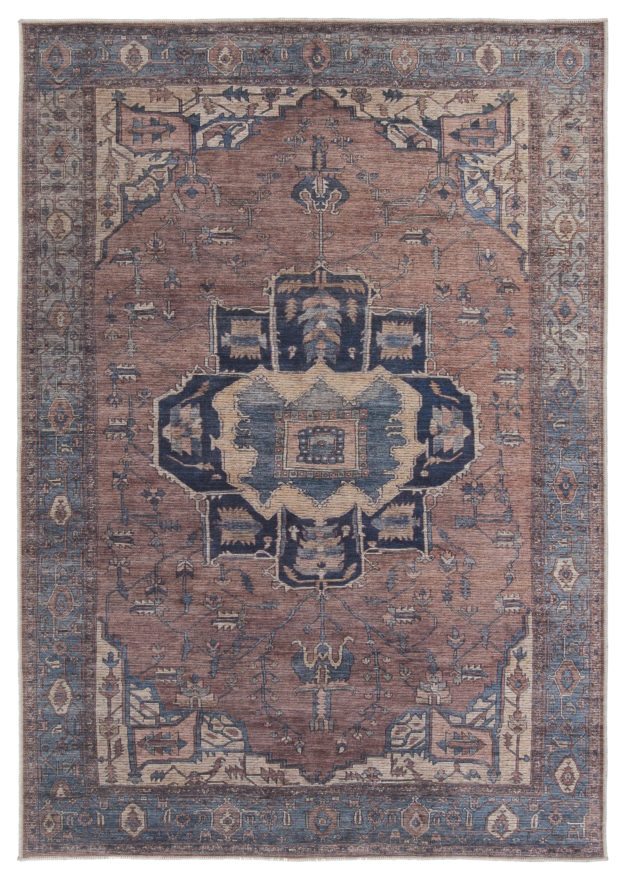 Vibe by Barrymore Medallion Blue/ Dark Brown Area Rug (5'3"X8') - Image 0