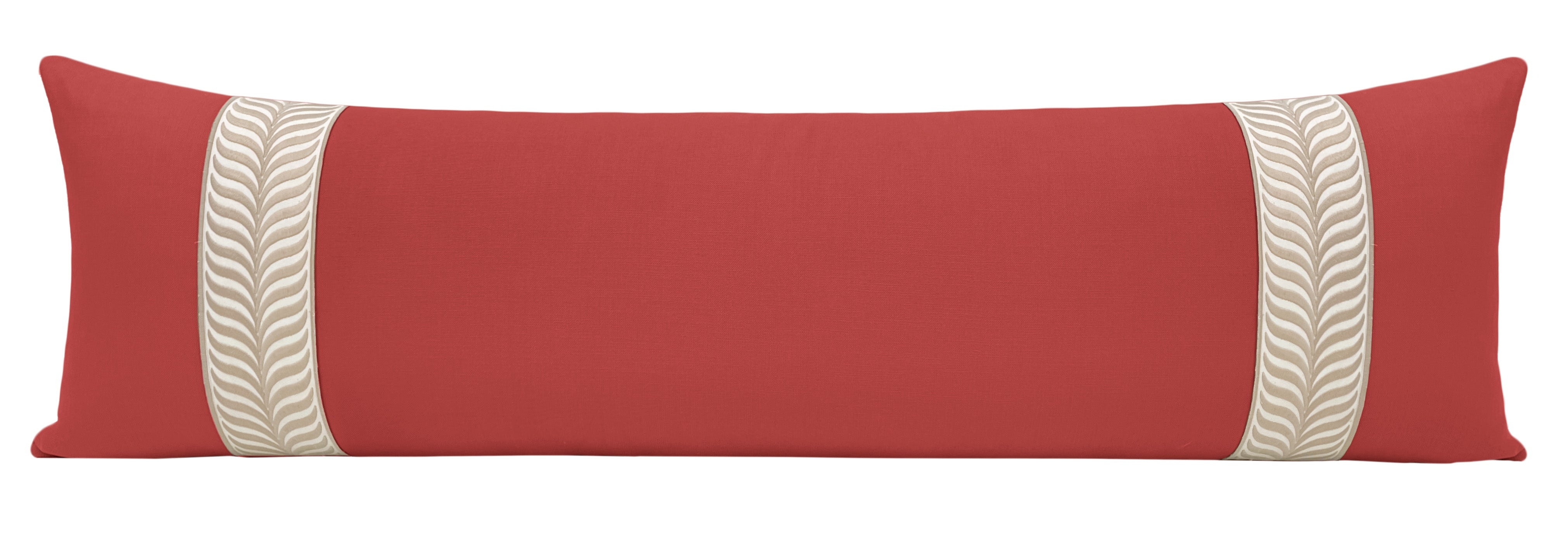 THE XL LUMBAR :: CLASSIC LINEN // APPLE RED + TRELLIS TRIM // NATURAL - Sample 4" X 4" - Image 2