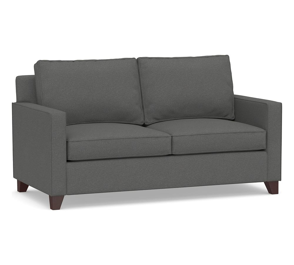 Cameron Square Arm Upholstered Full Sleeper Sofa with Air Topper, Polyester Wrapped Cushions, Park Weave Charcoal - Image 0