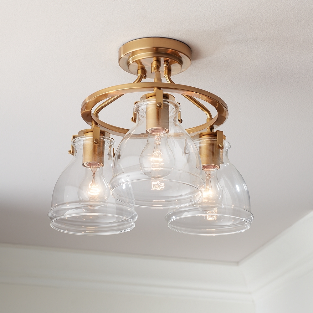 Possini Euro Bellis 14 1/2" Plated Soft Gold 3-Light Ceiling Light - Image 0