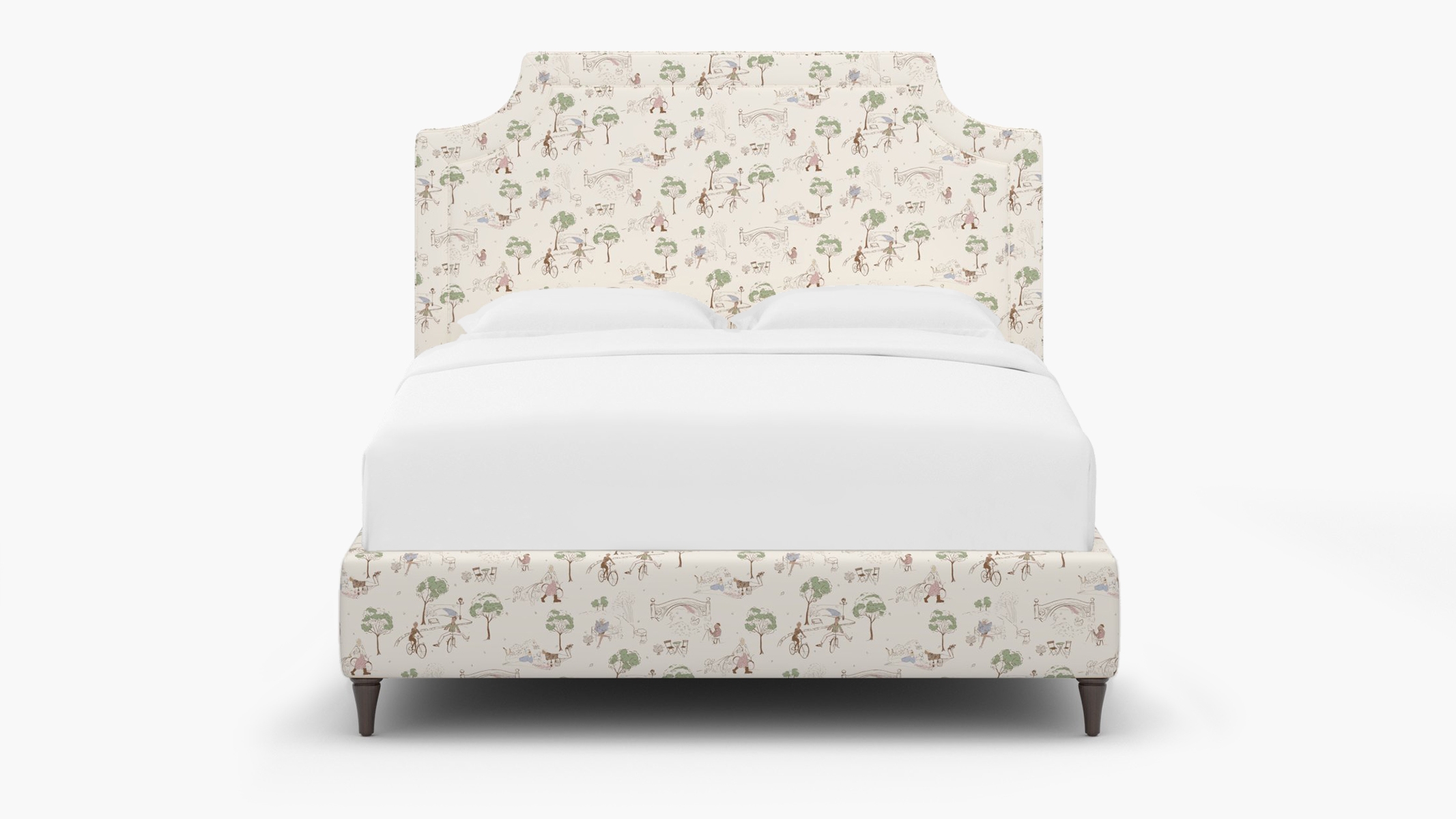 Deco Bed, Multi Central Park Toile, Espresso Decorative Tapered Leg, Twin - Image 0
