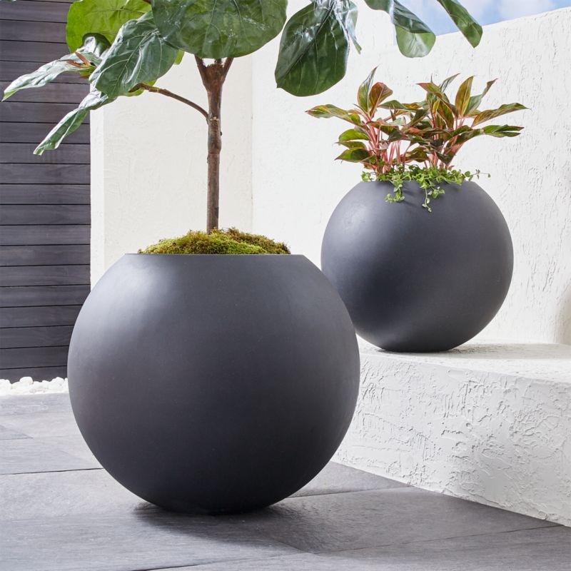 Sphere Large Dark Grey Indoor/Outdoor Planter - Image 3