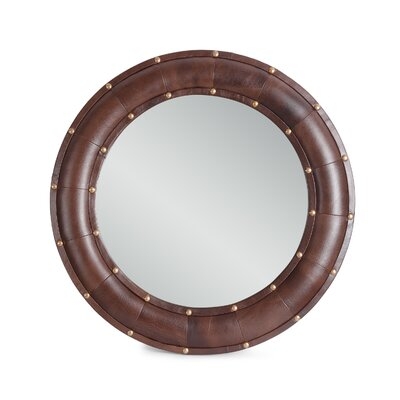 Handcrafted Studded Leather Wall Mirror - Image 0