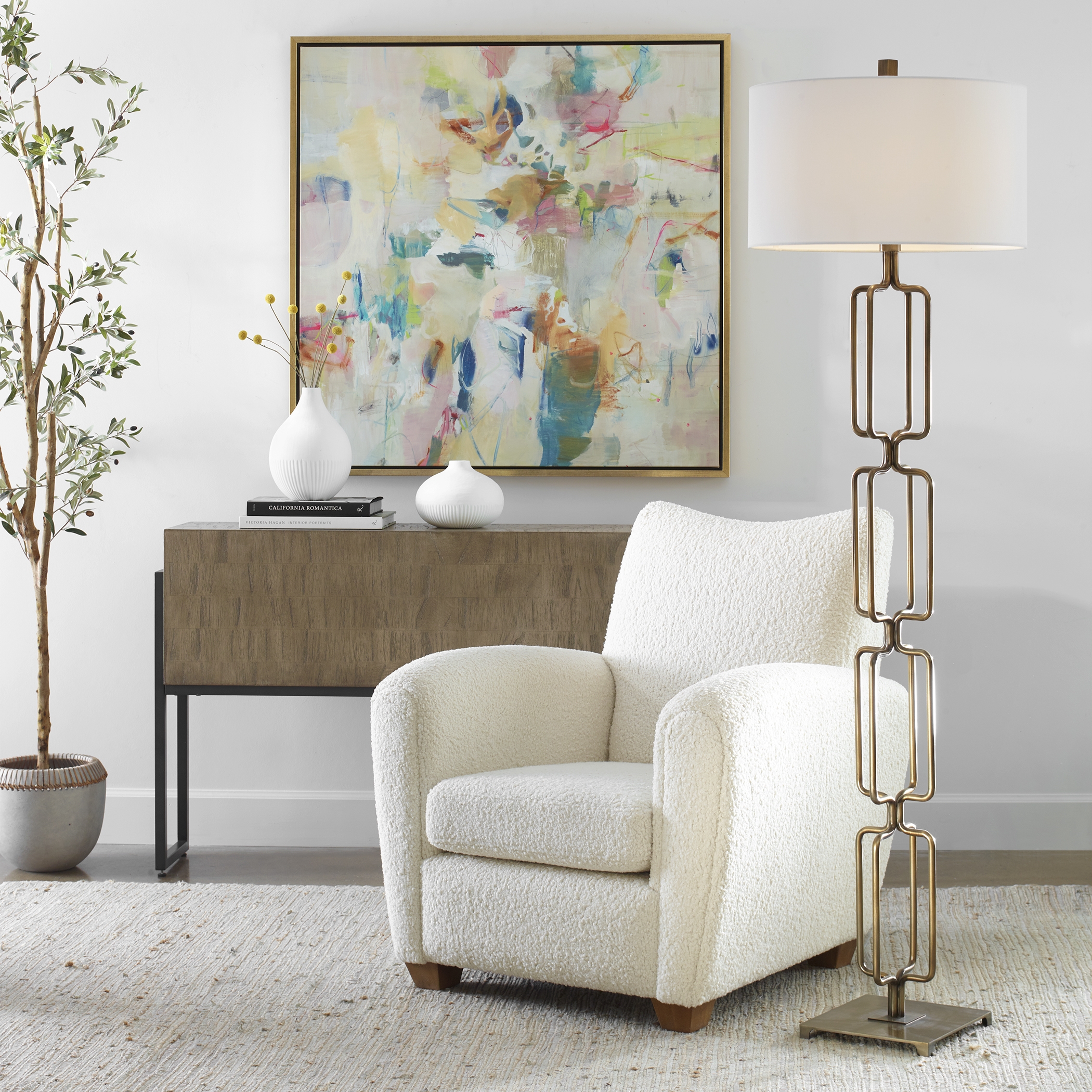 Link Brushed Gold Floor Lamp - Image 1