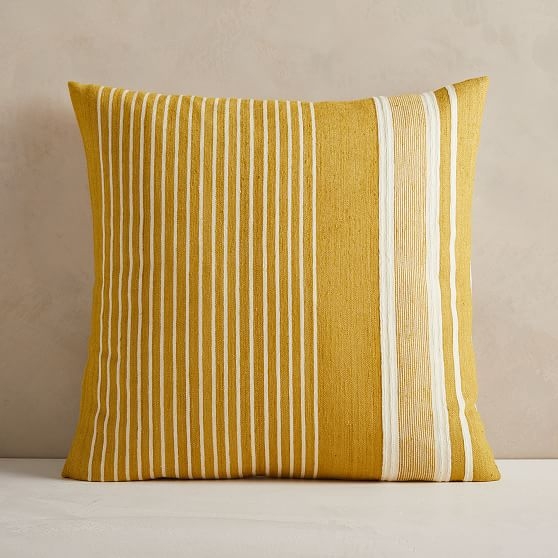Silk Variegated Stripe Pillow Cover, 24"x24", Dark Horseradish - Image 0